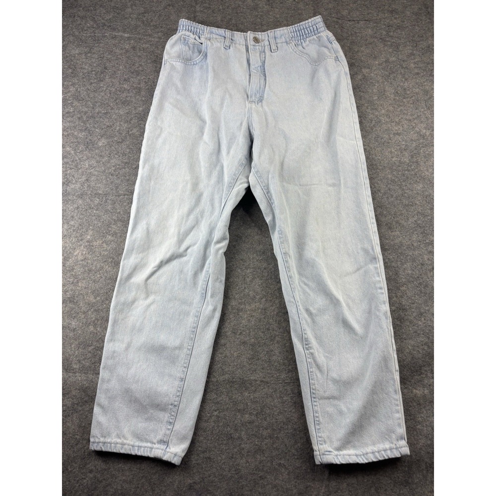 Lee 28x27" Light Wash Elastic Waist Denim Jeans Straight Leg Vintage Classic